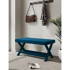 Multi-Color Velvet Upholstered Bench, X-Leg Style, Single Seat
