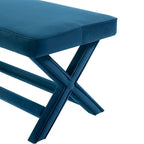 Multi-Color Velvet Upholstered Bench, X-Leg Style, Single Seat