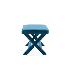 Multi-Color Velvet Upholstered Bench, X-Leg Style, Single Seat