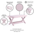 Multi-Color Velvet Upholstered Bench, X-Leg Style, Single Seat