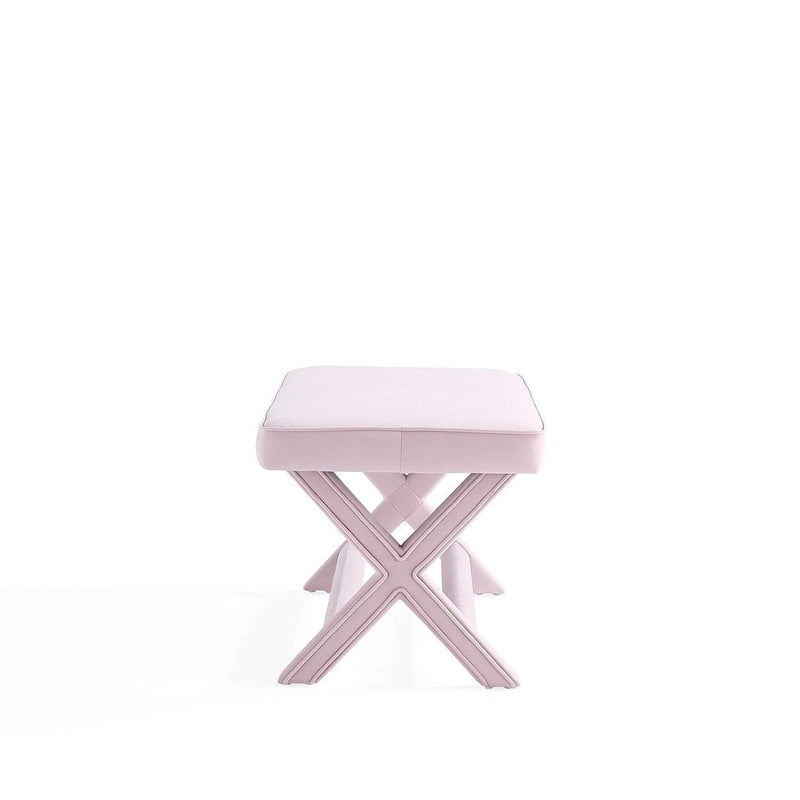 Multi-Color Velvet Upholstered Bench, X-Leg Style, Single Seat