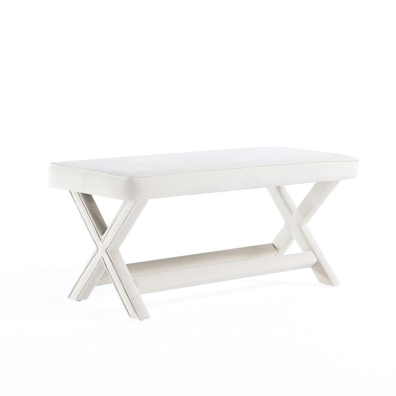 Multi-Color Velvet Upholstered Bench, X-Leg Style, Single Seat