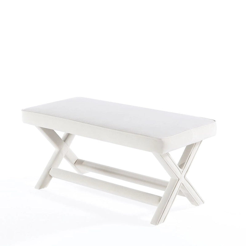Multi-Color Velvet Upholstered Bench, X-Leg Style, Single Seat