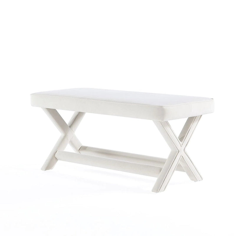 Multi-Color Velvet Upholstered Bench, X-Leg Style, Single Seat