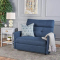 Navy Blue / Slate Fabric Double Recliner Loveseat for 2