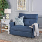 Navy Blue / Slate Fabric Double Recliner Loveseat for 2