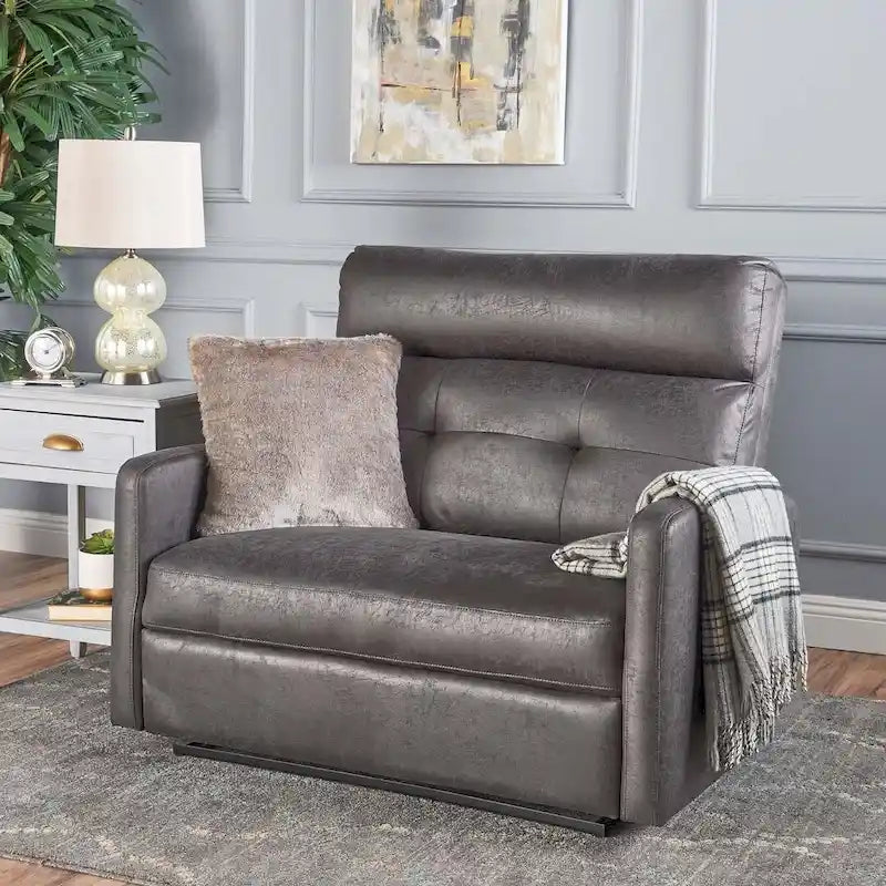 Causeuse double inclinable en tissu bleu marine / ardoise pour 2 personnes