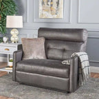 Navy Blue / Slate Fabric Double Recliner Loveseat for 2