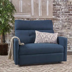 Navy Blue / Slate Fabric Double Recliner Loveseat for 2