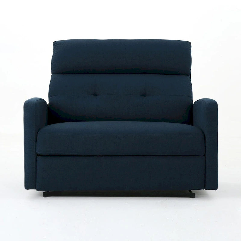 Navy Blue / Slate Fabric Double Recliner Loveseat for 2