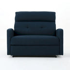 Navy Blue / Slate Fabric Double Recliner Loveseat for 2