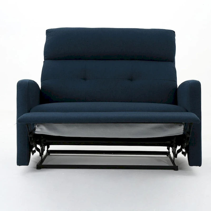 Navy Blue / Slate Fabric Double Recliner Loveseat for 2