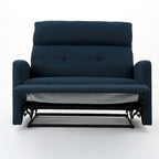 Navy Blue / Slate Fabric Double Recliner Loveseat for 2
