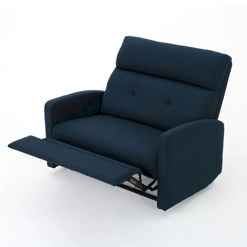 Navy Blue / Slate Fabric Double Recliner Loveseat for 2