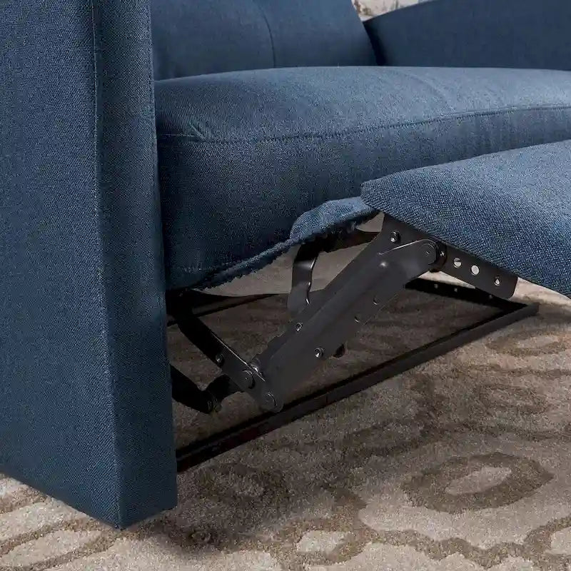 Navy Blue / Slate Fabric Double Recliner Loveseat for 2