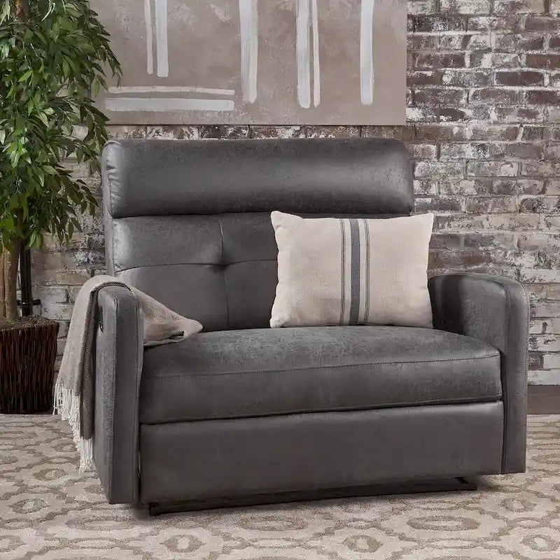 Navy Blue / Slate Fabric Double Recliner Loveseat for 2