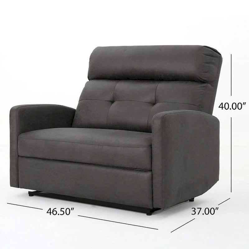 Navy Blue / Slate Fabric Double Recliner Loveseat for 2