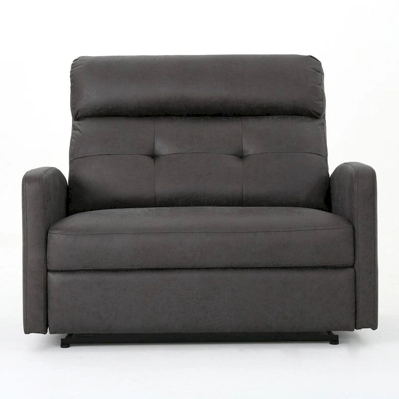 Navy Blue / Slate Fabric Double Recliner Loveseat for 2