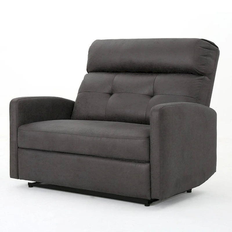 Navy Blue / Slate Fabric Double Recliner Loveseat for 2