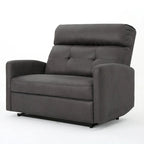 Navy Blue / Slate Fabric Double Recliner Loveseat for 2