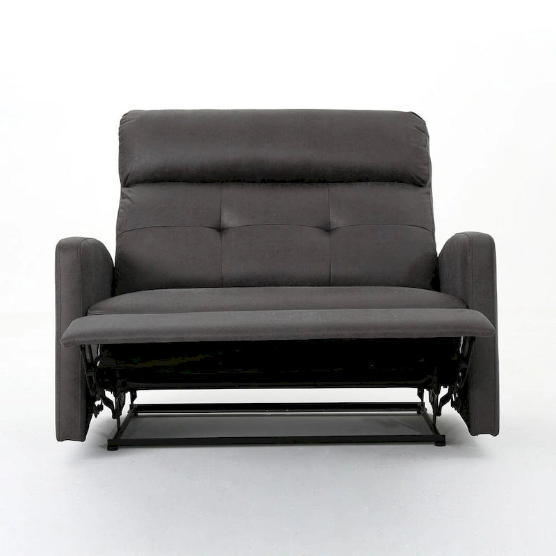 Navy Blue / Slate Fabric Double Recliner Loveseat for 2