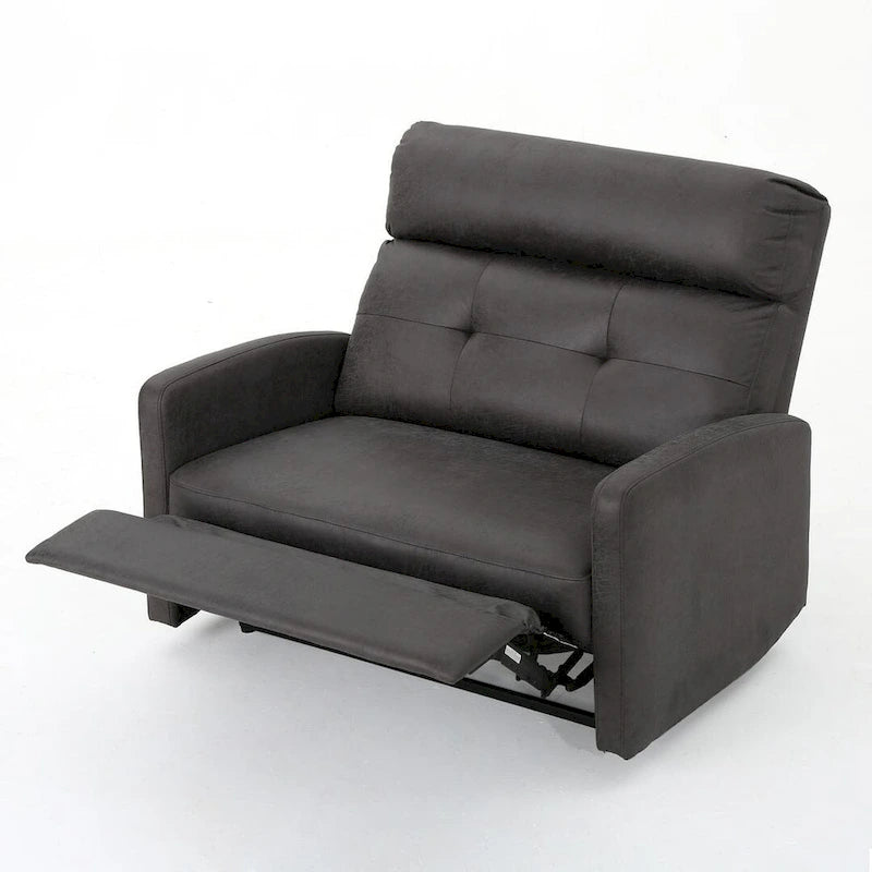 Navy Blue / Slate Fabric Double Recliner Loveseat for 2
