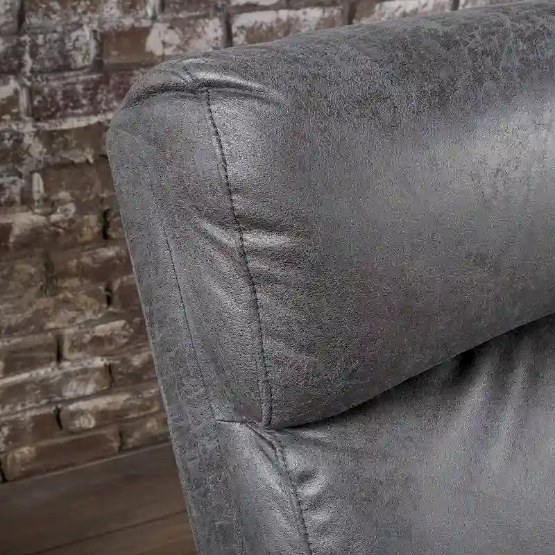 Navy Blue / Slate Fabric Double Recliner Loveseat for 2