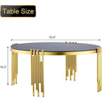Gold / Silver Round Glass Coffee Table with Metal Legs