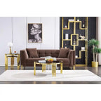 Gold / Silver Round Glass Coffee Table with Metal Legs