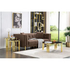Gold / Silver Round Glass Coffee Table with Metal Legs