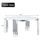 Gold / Silver Round Glass Coffee Table with Metal Legs