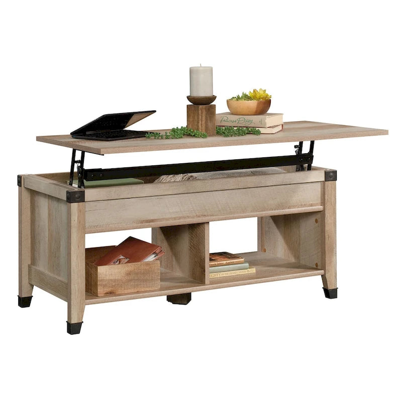 Washington Cherry Lift-Top Coffee Table with Storage, Seats 1