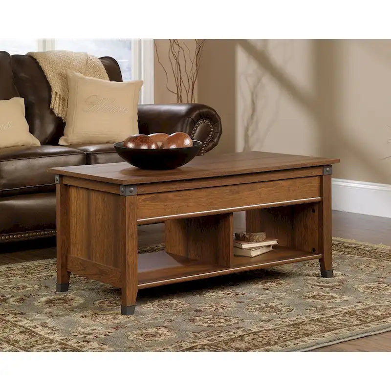 Washington Cherry Lift-Top Coffee Table with Storage, Seats 1