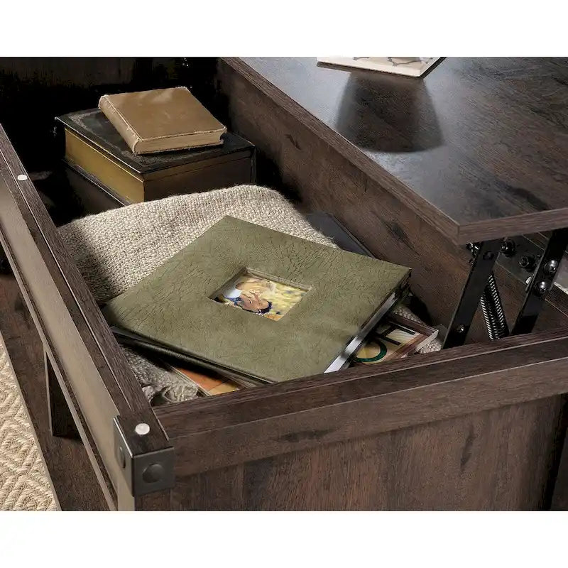 Washington Cherry Lift-Top Coffee Table with Storage, Seats 1