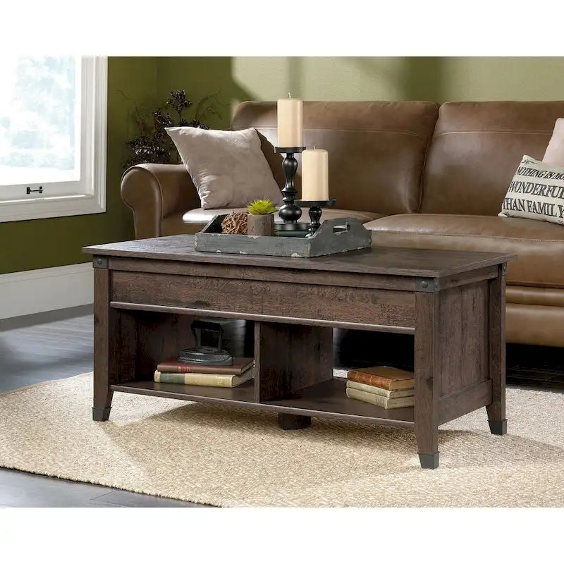 Washington Cherry Lift-Top Coffee Table with Storage, Seats 1
