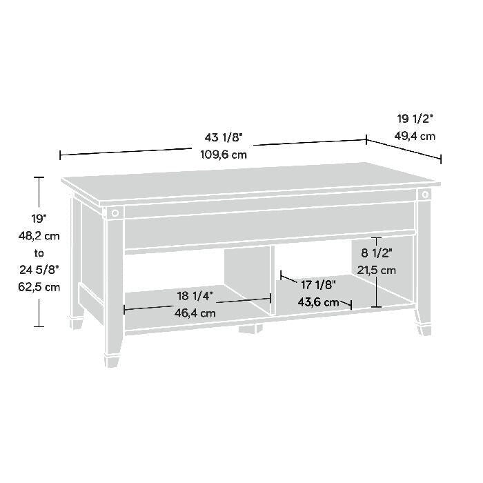 Washington Cherry Lift-Top Coffee Table with Storage, Seats 1
