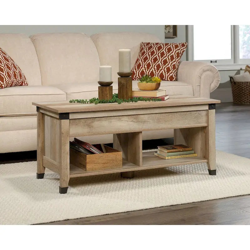 Washington Cherry Lift-Top Coffee Table with Storage, Seats 1