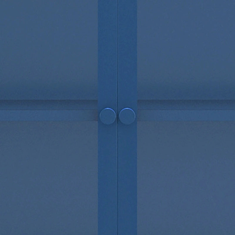 Vitrine de rangement 3 faces en verre trempé, 4 portes, structure métallique – Vert menthe / Bleu / Noir / Blanc