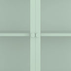 Vitrine de rangement 3 faces en verre trempé, 4 portes, structure métallique – Vert menthe / Bleu / Noir / Blanc