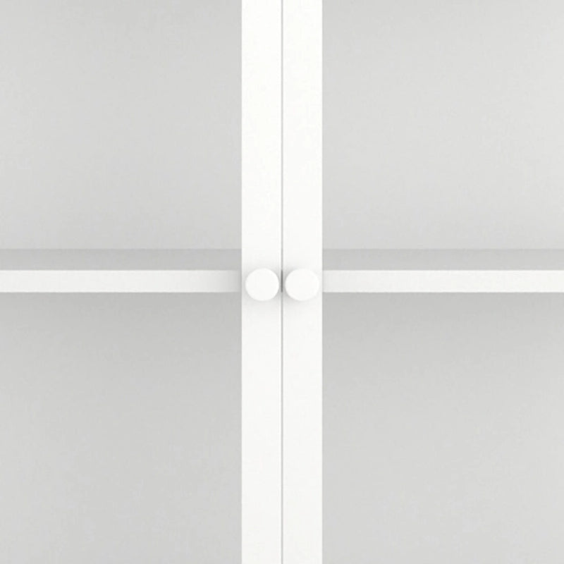 Vitrine de rangement 3 faces en verre trempé, 4 portes, structure métallique – Vert menthe / Bleu / Noir / Blanc