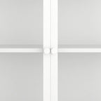 Vitrine de rangement 3 faces en verre trempé, 4 portes, structure métallique – Vert menthe / Bleu / Noir / Blanc