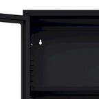 Vitrine de rangement 3 faces en verre trempé, 4 portes, structure métallique – Vert menthe / Bleu / Noir / Blanc