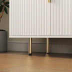 White / Black Fluted Sideboard, 4-Door Storage Cabinet with Adjustable Shelves