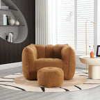 Coffee Square Bean Bag Chair with Footstool, Seats 1