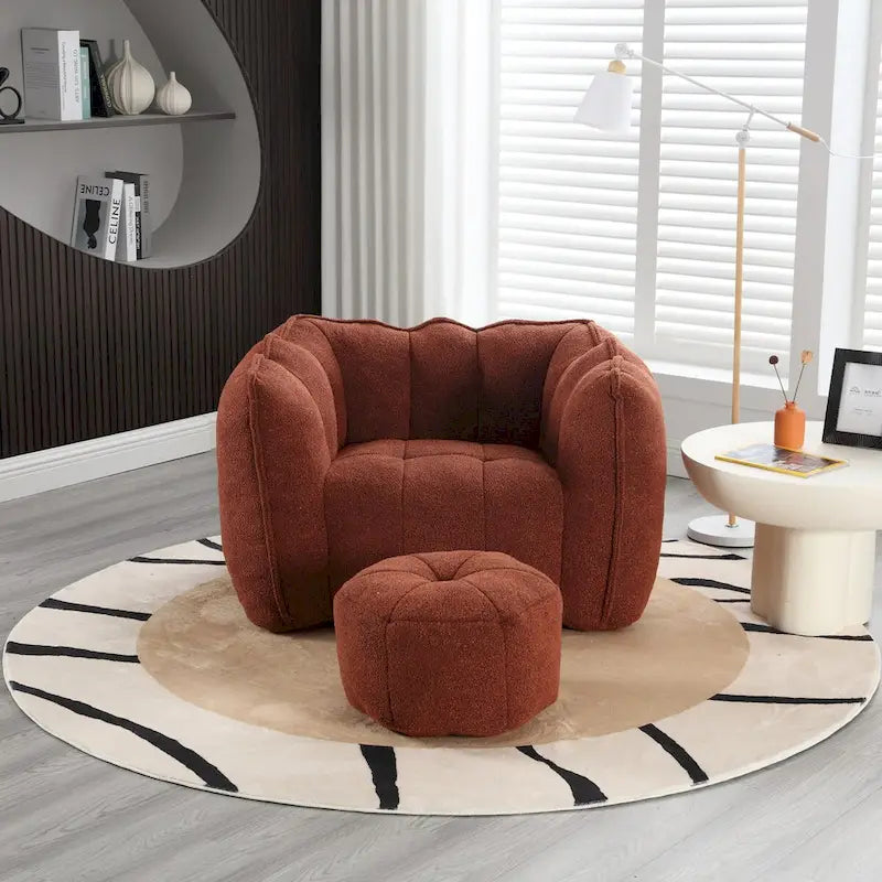 Coffee Square Bean Bag Chair with Footstool, Seats 1