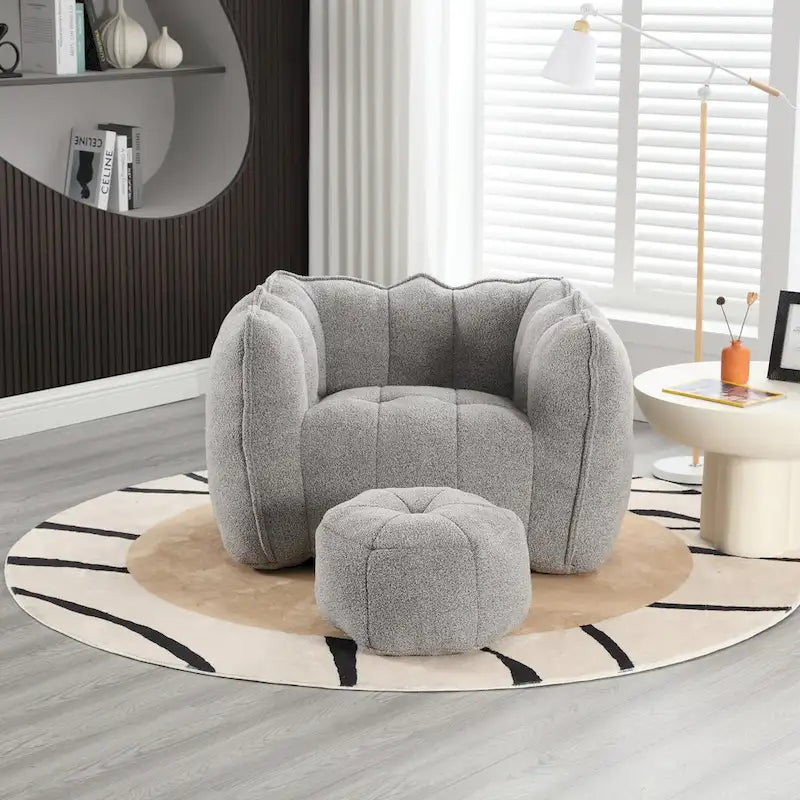 Coffee Square Bean Bag Chair with Footstool, Seats 1