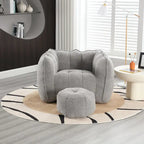 Coffee Square Bean Bag Chair with Footstool, Seats 1