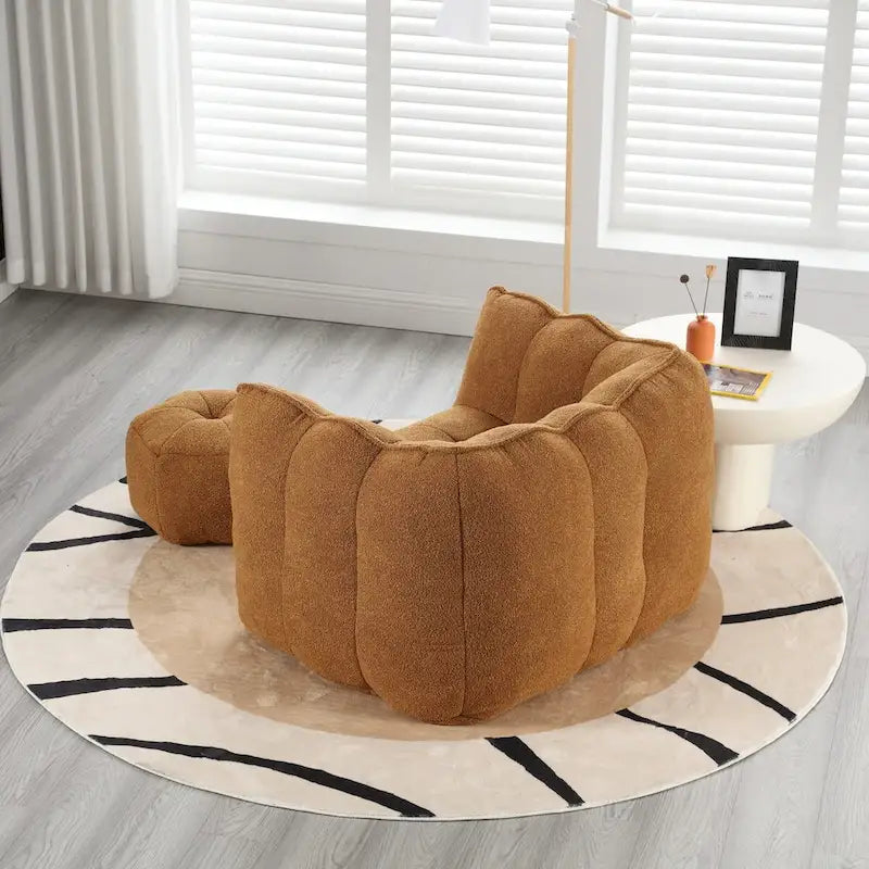 Coffee Square Bean Bag Chair with Footstool, Seats 1