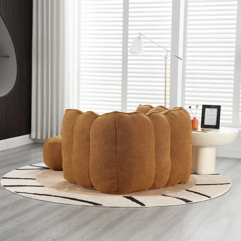 Coffee Square Bean Bag Chair with Footstool, Seats 1