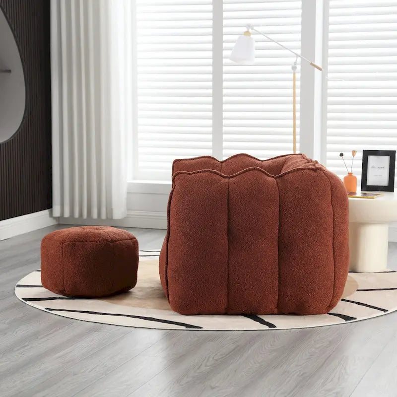 Coffee Square Bean Bag Chair with Footstool, Seats 1